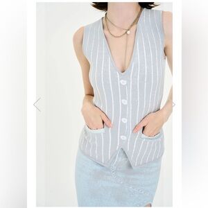 PH5 MARIGOLD DENIM PRINT VEST beacon grey Sz small EUC
